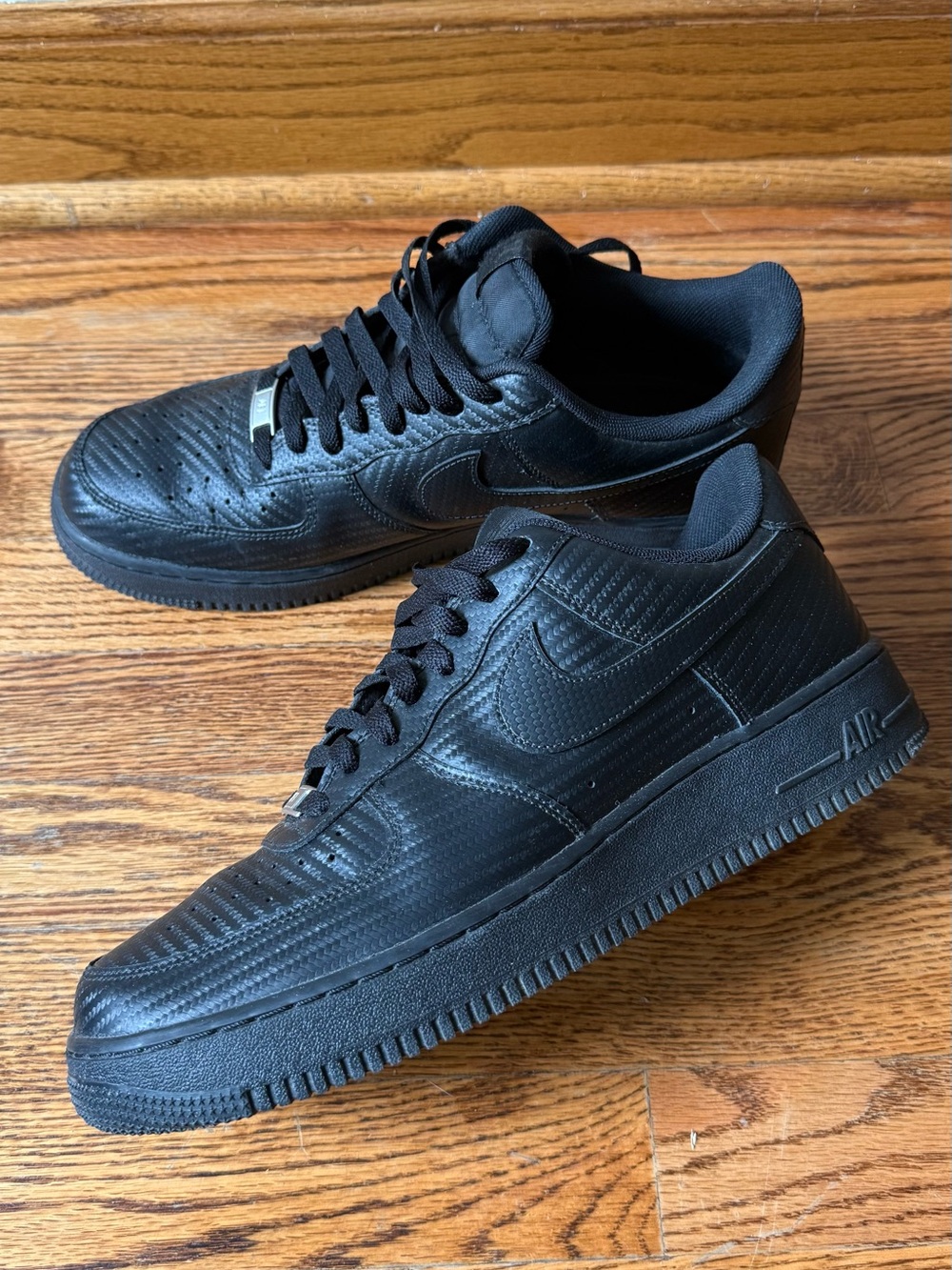 Black Men's Low-Top Leather Sneakers 10,5